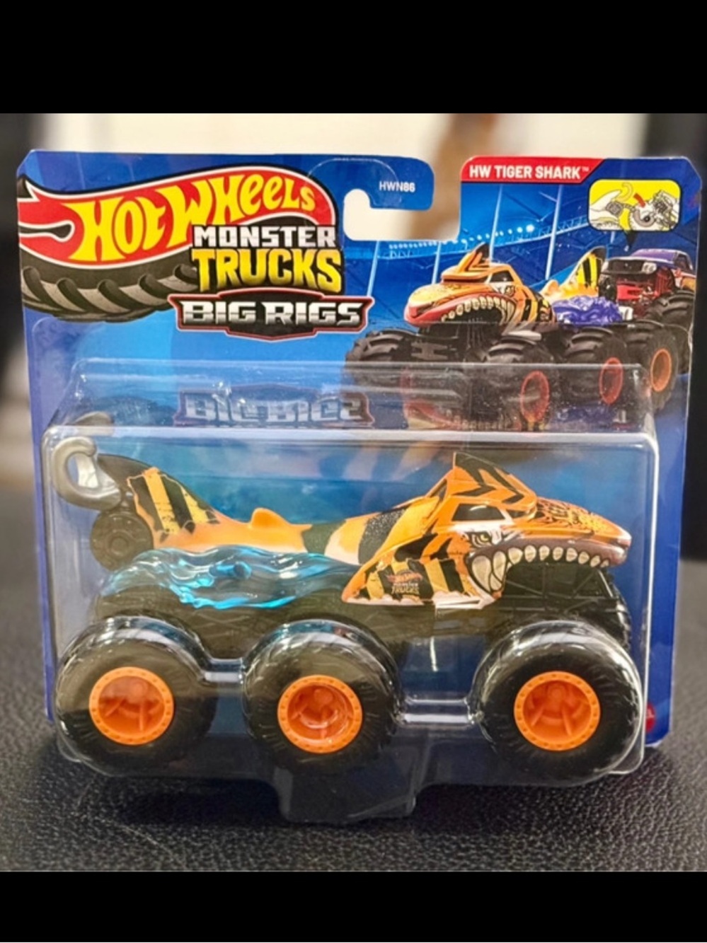 Hot Wheels Monster Trucks Big Rigs HW Tiger Shark - Orange & Black